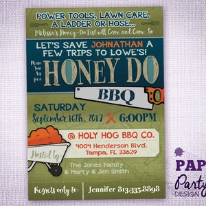 Honey Do BBQ Shower Invitation, Digital 5 x7 Honey Do BBQ, Printable Honey Do Shower Invitation, 5 x 7 Printable Honey Do Party Invitation