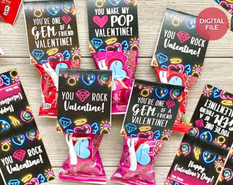 Printable Valentine's Day Ring Lollipop Cards, Valentine Ring Lollipop Foldover Card, Kids Valentine Printables, Ring Lollipop Valentine