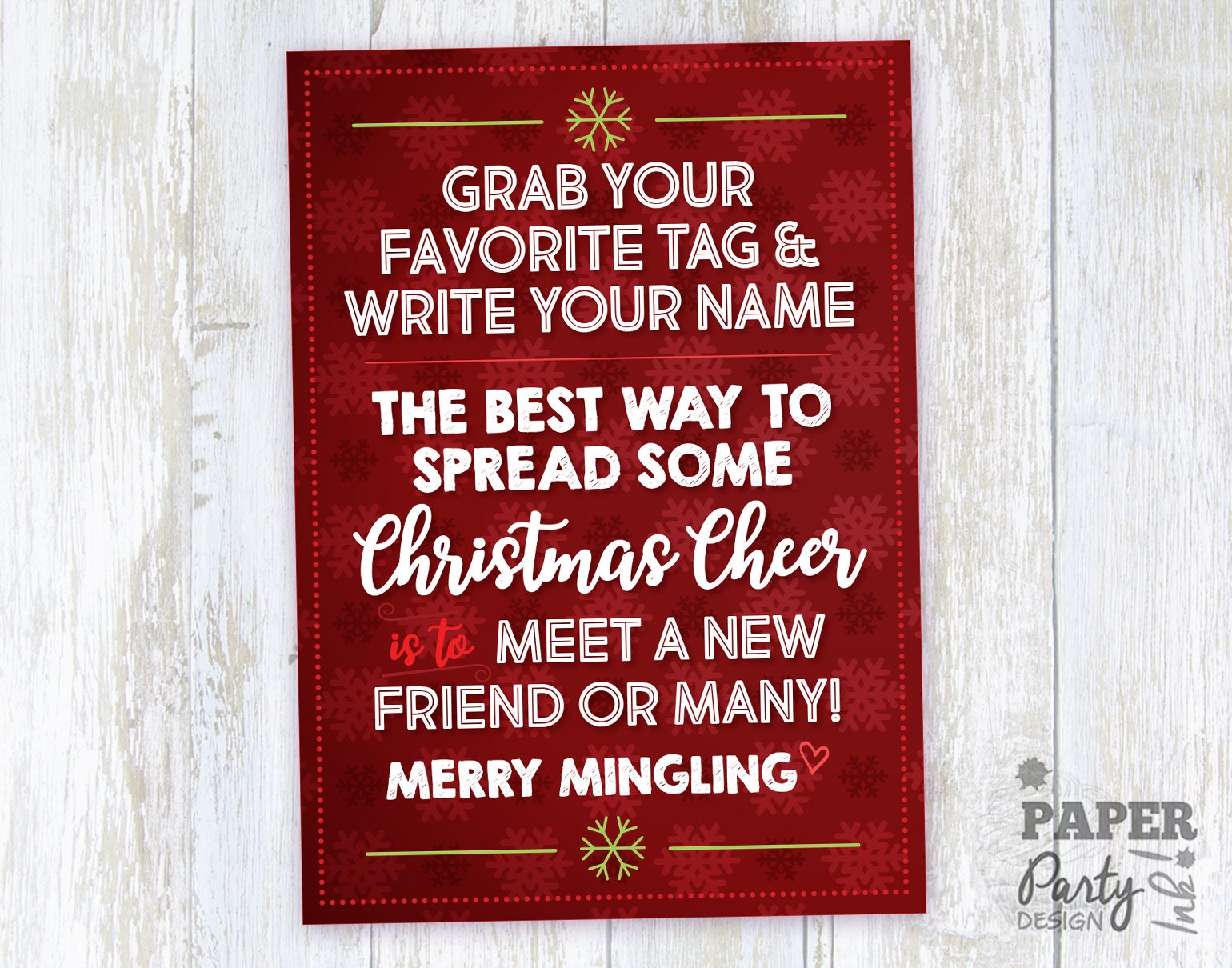 Christmas Party Name Tag Set Christmas Name Tags Christmas Etsy