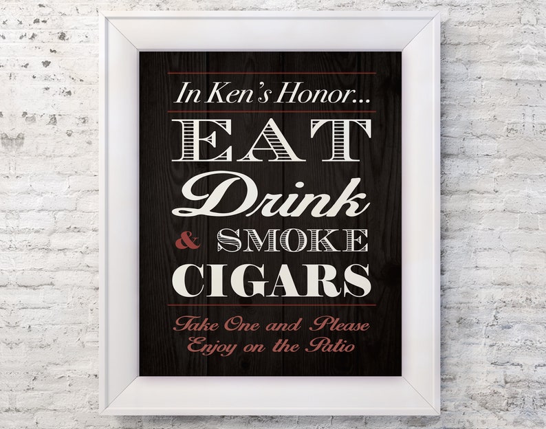 Cigar Bar Custom Sign 8 X 10 Digital Cigar Bar Sign Etsy