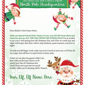 Printable Personalized Christmas Elf Letter and Adoption Certificate Set, Digital Elf Letter Set ...