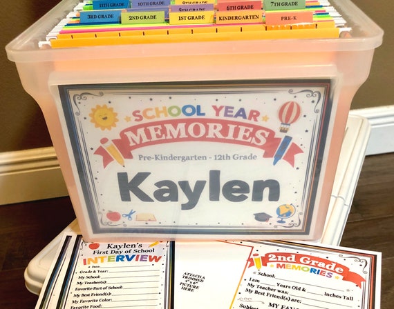 KIDS SCHOOLWORK ORGANIZER School Year Memories Memory Box Kit Diy