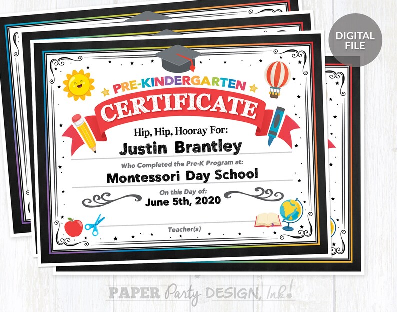 3 Pack Printable Prek Graduation Certificates Prek Etsy UK