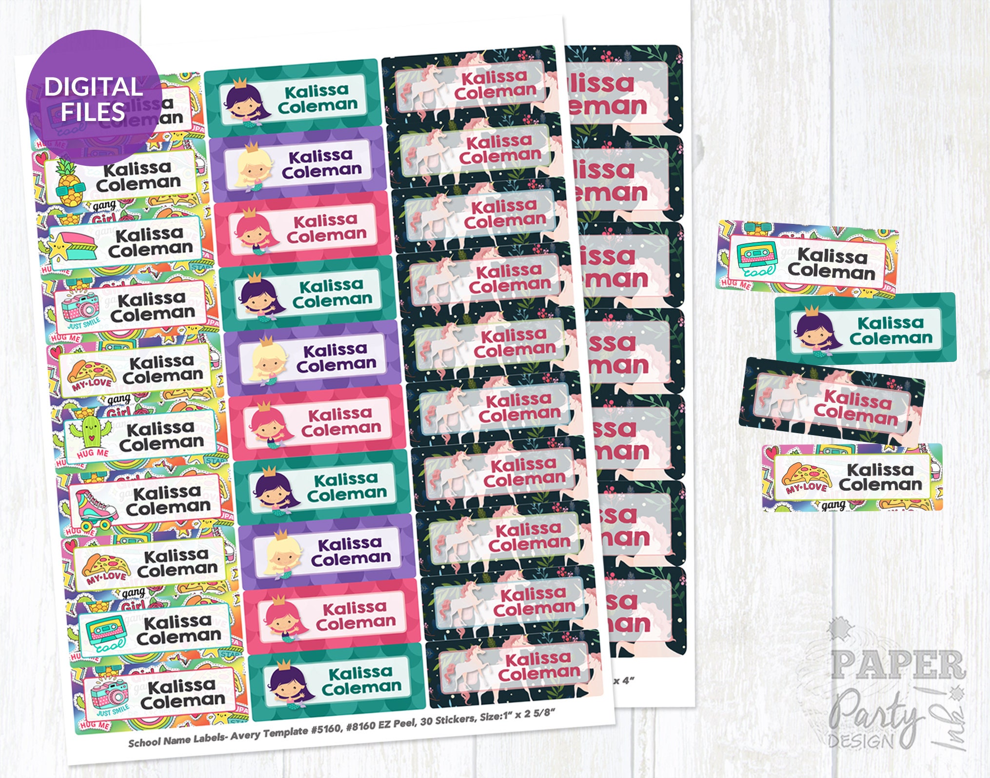 Printable Name Labels for School Personalized Name Stickers Etsy