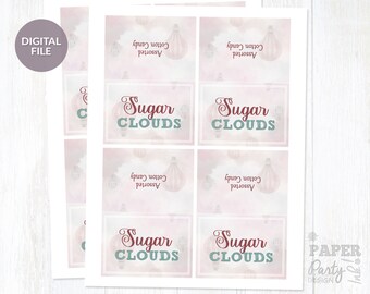 Printable Hot Air Balloon Birthday Cotton Candy Bag Toppers, Hot Air Balloon Party Food, 1st Birthday Party Cotton Candy Favor Bag Toppers