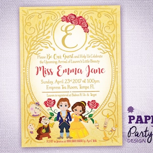 Beauty and the Beast 5&quot; x 7&quot; Baby Shower Invitation, Beauty and the Beast Digital, Printable Baby Shower 5&quot; x 7&quot; Invitation