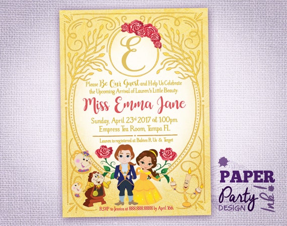 beauty and the beast baby shower invitations