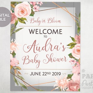 Baby in Bloom Shower Welcome Sign 8x10, Baby in Bloom Printable Welcome Sign, Baby Shower Welcome, Floral Baby Shower Sign, Baby in Bloom