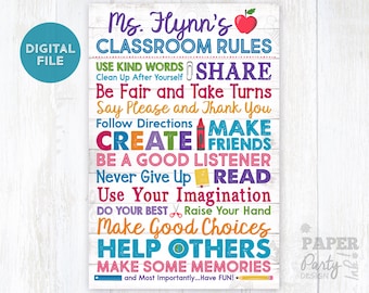 Classroom Rules Digital Poster 12" x 18", Classroom Rules Sign, Teacher Appreciation Classroom Rules Poster, Teacher Gift, Teacher Printable