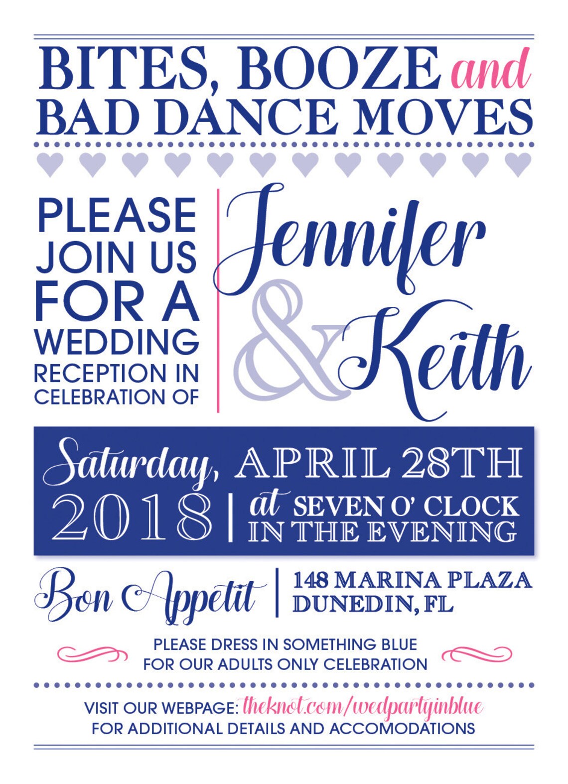 Digital Wedding Invitation and RSVP Card Bites Booze and Bad Etsy