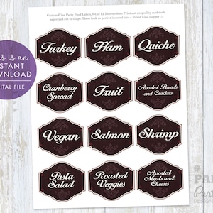 Wine Party Food Labels, Aged to Perfection Food Labels Printable, Wine Party Food Labels Set of 12 Digital File, Aged to Perfection Party