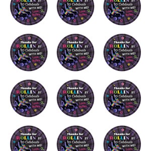 Printable Roller Skate Party Thank You Tags, 2" Skate Party Favor Tags ...