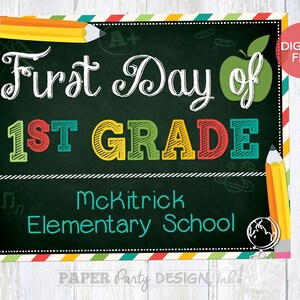 First Day of School Sign Printable, Back to School Sign 8&quot; x 10&quot;, 1st Day of School Sign, School Sign, First Day of School Sign with No Name
