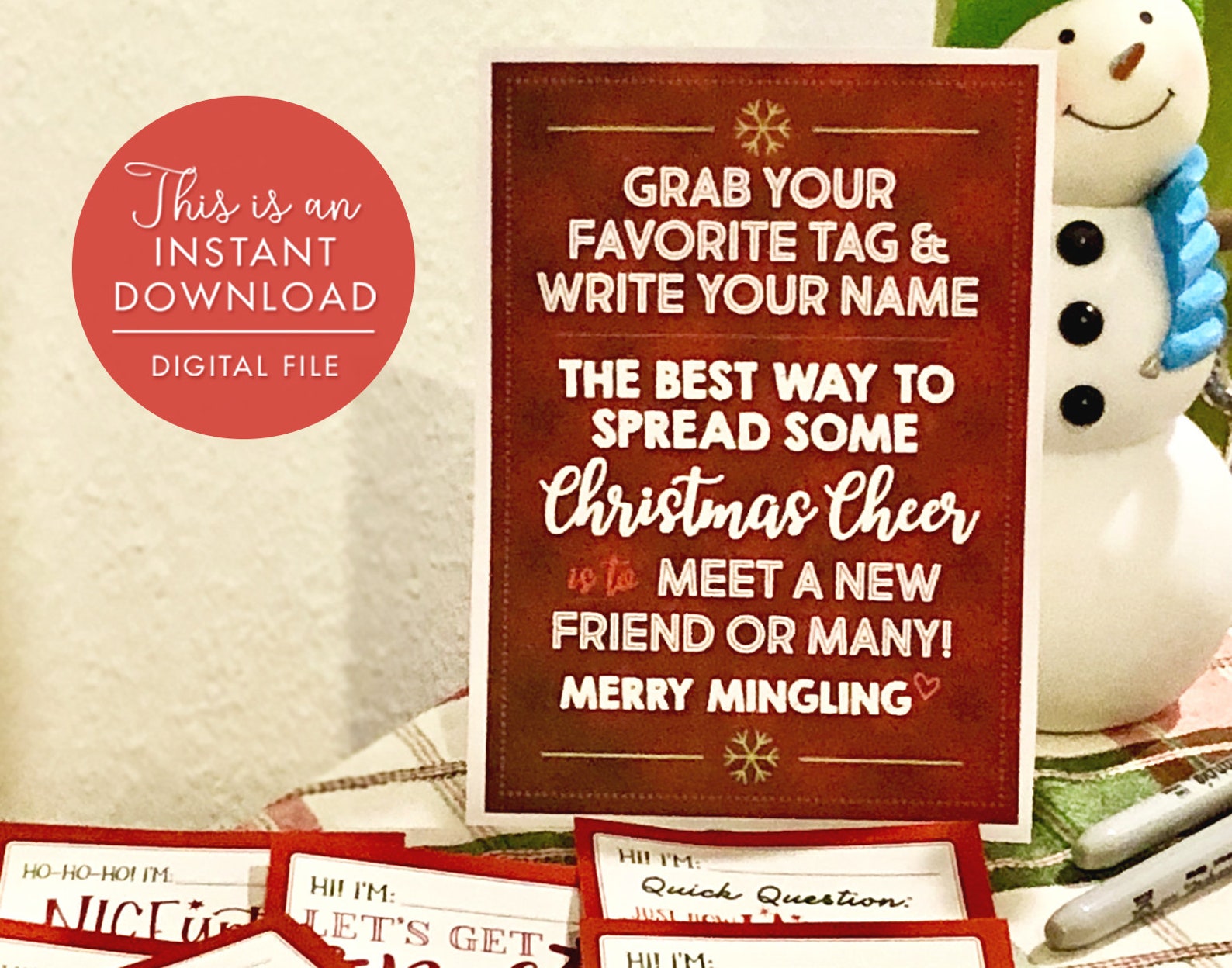 Christmas Party Name Tag Set Christmas Name Tags Christmas Etsy