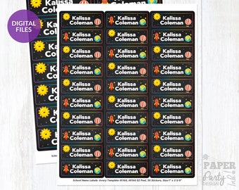 Printable Name Labels for School, Personalized Name Stickers for Kids, DIY Name Stickers Set, for Avery Templates 5160, 5162, 8160 & 8162
