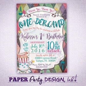 Digital Alice in ONE-derland 1st Birthday Invitation One Sided, One-derland 1st Birthday Party, vintage Alice 1st Birthday Invitation