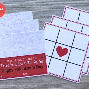 Printable Valentine's Day Tic Tac Toe Cards, Valentine Tic Tac Toe Card & Bag Topper, Kids Valentine Printables, Tic Tac Toe Valentine Game image 5
