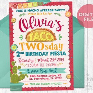 Taco TWOsday Birthday Party Invitation, Taco Twosday Party Printable Invite, Taco Party Digital Invitation, Taco Twosday, Taco Birthday