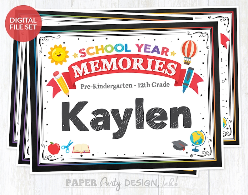 Personalized School Memory Box Printable Kit, DIY School Keepsake Kit, School Years Memory Box Printable Filing Kit, DIY School Memories Bin image 2