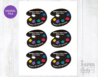 Printable Art Party Personalized Hair Tie Favor Cards, Paint Party Hair Tie Cards, Paint Party Favors, Art Slumber Party, Artist Party Favor