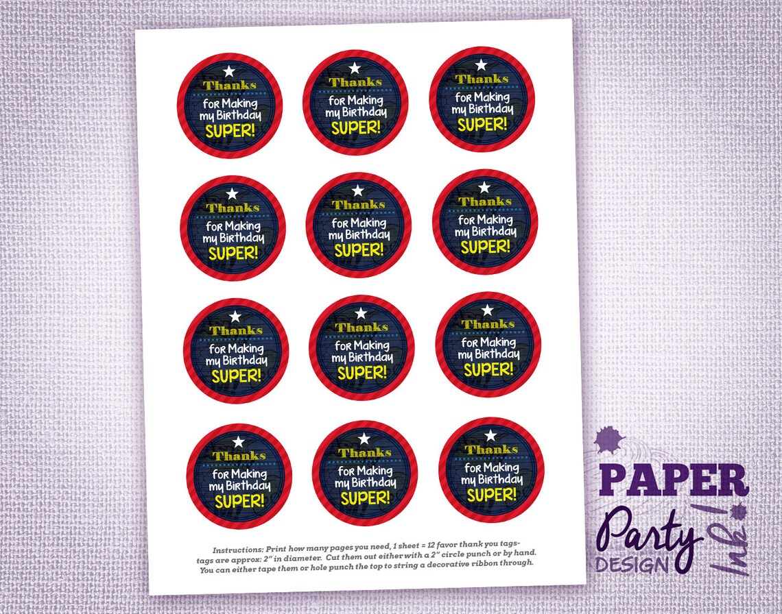 X35 Superhero Thank You Stickers - Birthday Party Favors For Kids (Batman, Spiderman, Superman, Captain America) 9 thumbnail image