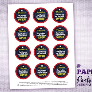 Super Hero Party Thank You Tags, Super Hero Thank You Tags, Super Hero Favor Tags, Super Hero Party Thank You Labels und Tags