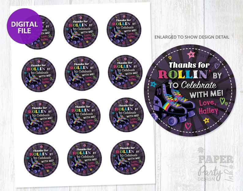 Printable Roller Skate Party Thank You Tags 2 Skate | Etsy