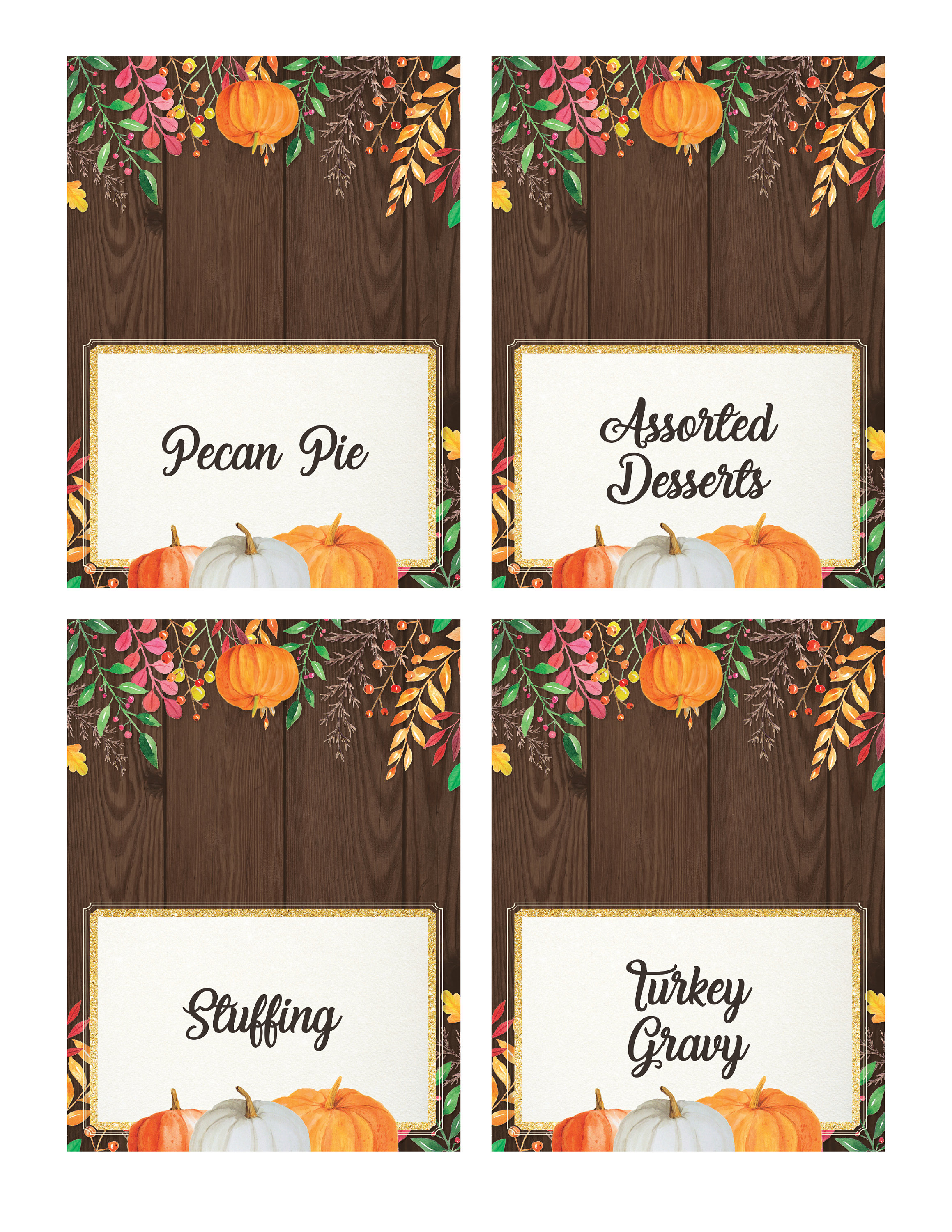 Thanksgiving Printable Food Labels Fall Printable Food | Etsy