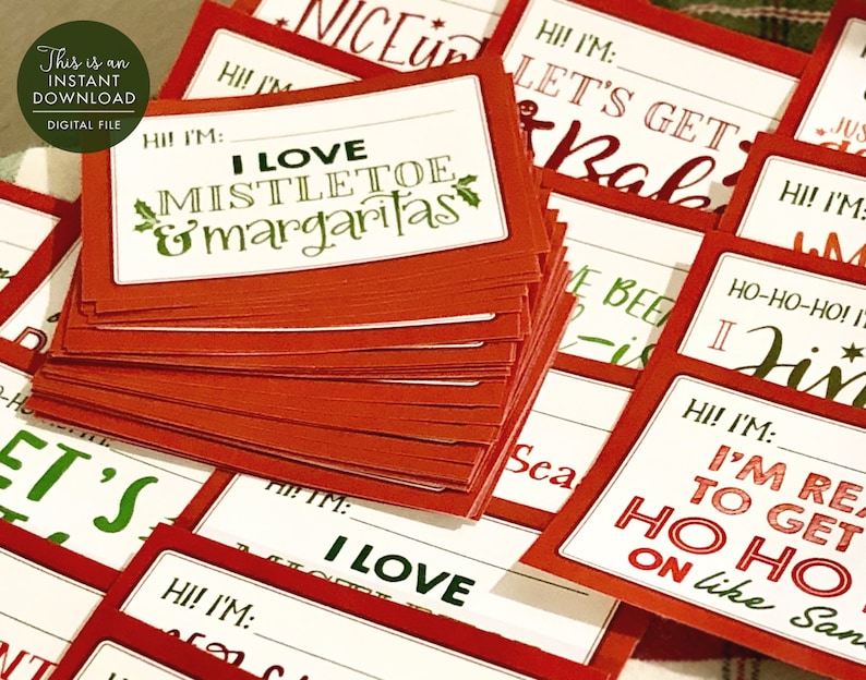 Christmas Party Name Tag Set Christmas Name Tags Christmas Etsy