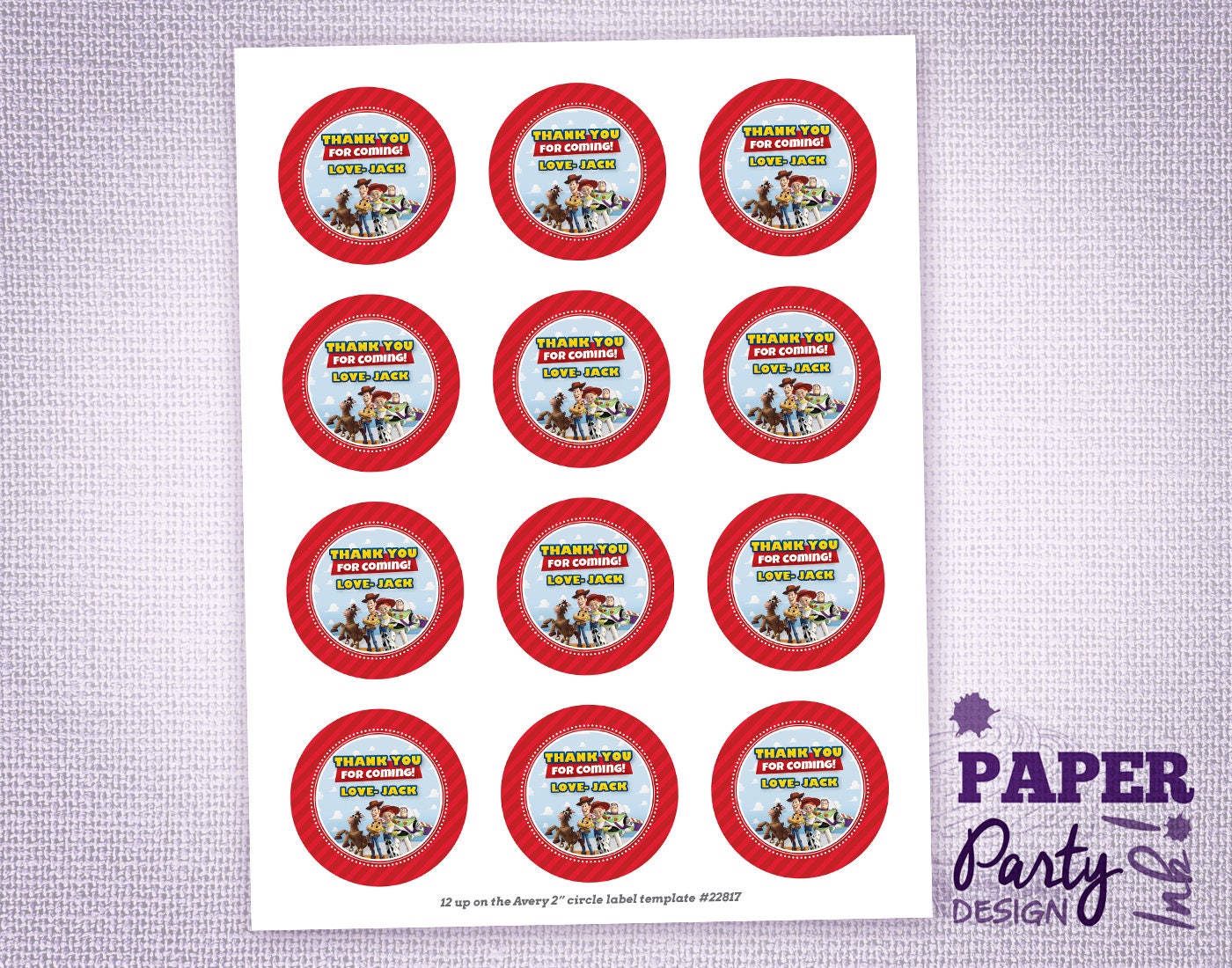 Personalized Toy Story Party Thank You Labels Toy Story Thank Etsy