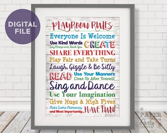 11" x 14" Playroom Rules Digitales Poster, Playroom Rules Poster, Playroom Rules Poster Instant Download, Playroom Rules 11 x 14 Poster