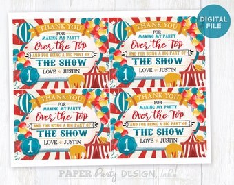 Carnival Birthday Party Favor Stickers, Circus Party Labels, Carnival Party Digital Favor Labels, Circus Birthday Favors, Carnival Party
