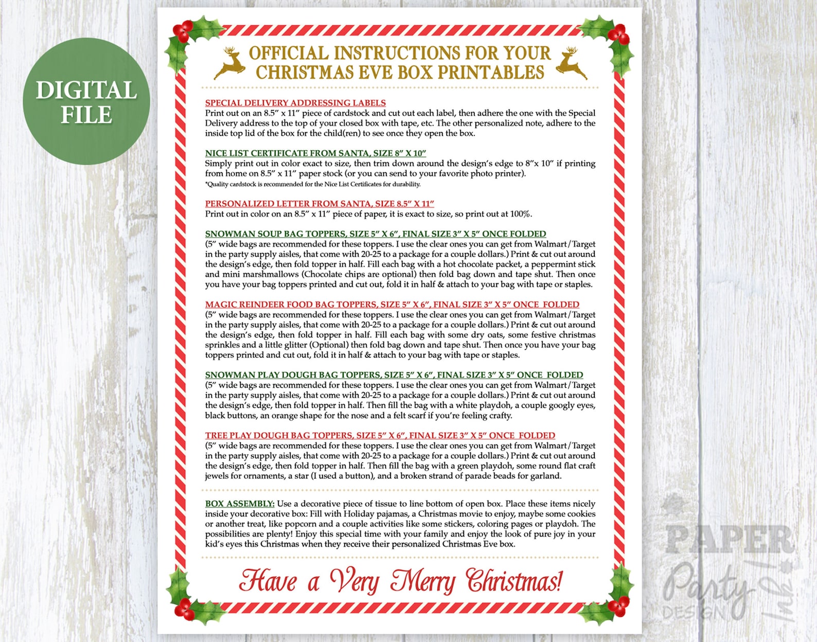 Personalized Christmas Eve Box Printable DIY Kit Digital | Etsy