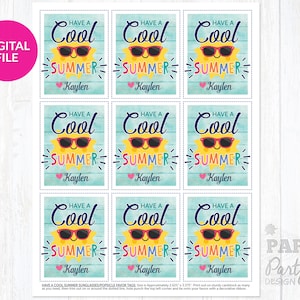 Digitale Have a Cool Summer Tags, Summer Favor Tags voor school, gepersonaliseerde Cool Summer Tag Printables, Einde van het Schooljaarfeest, Summer Tag