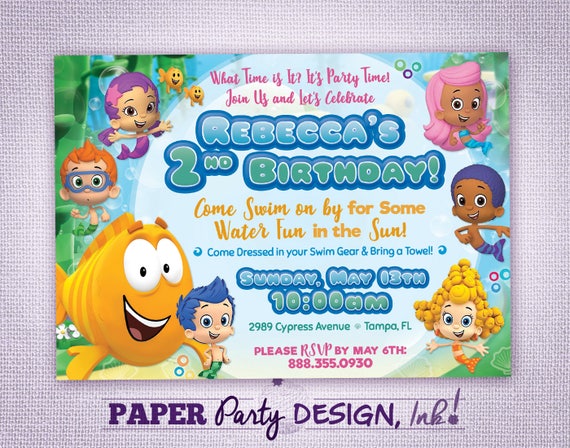 Bubble Guppies Birthday Party Invitation Bubble Guppies ...