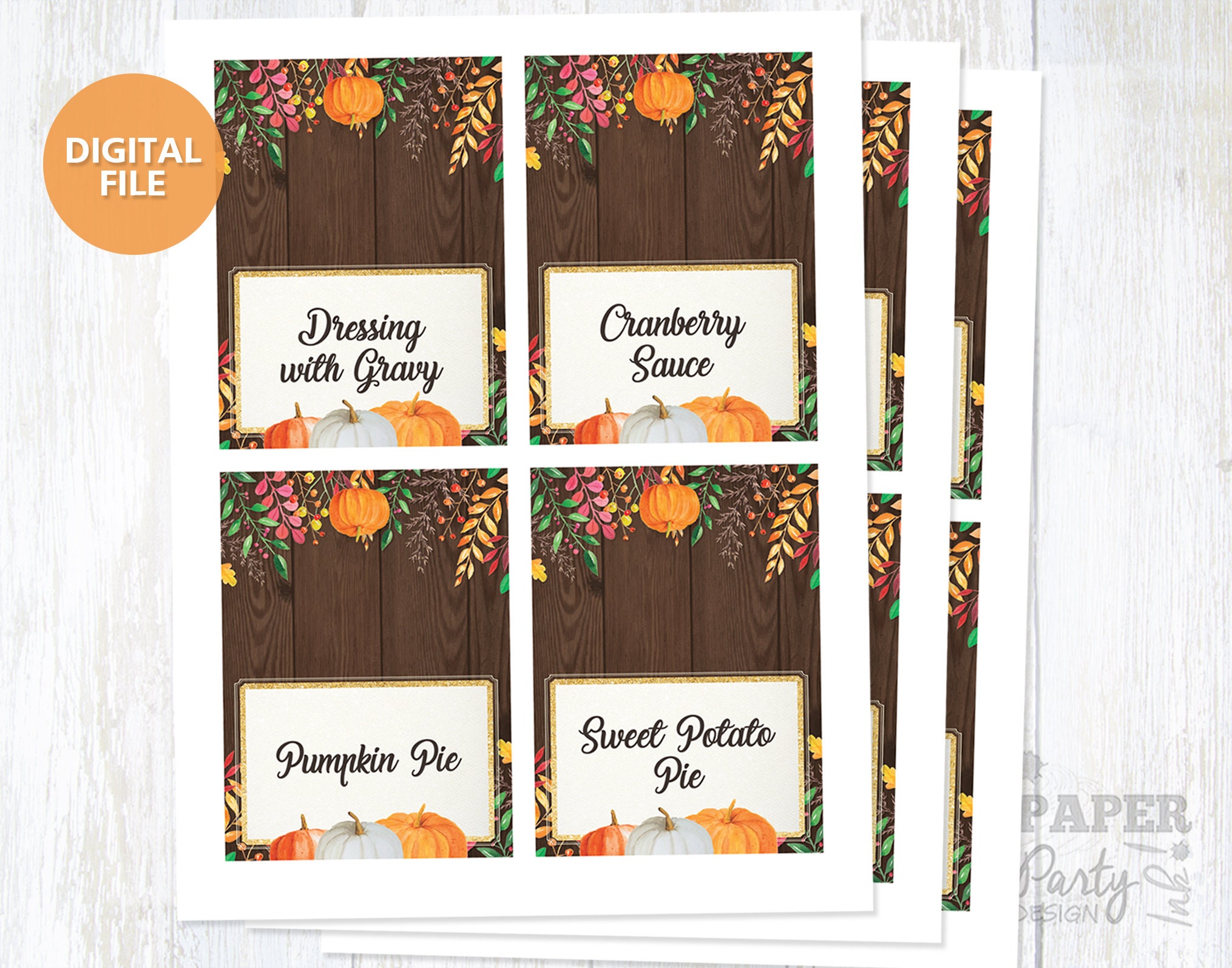 thanksgiving printable food labels, fall printable food labels
