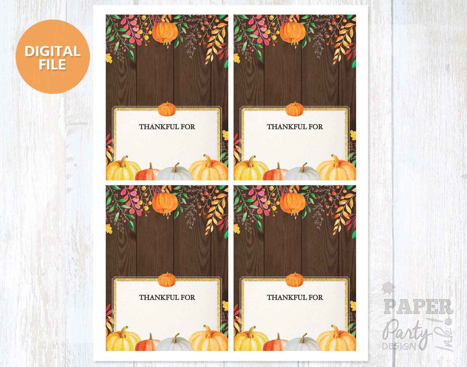 Thanksgiving Printable Name Cards Fall Printable Place Cards Etsy