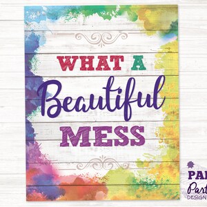 Play Room Printable Sign 11&quot; x 14&quot;, What a Beautiful Mess Digital Wall Art, Printable Kids Room Decor, Kids Playroom Wall Art Printable