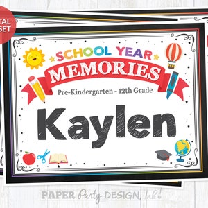 Cover en Interview Sheets Only- Gepersonaliseerde School Memory Box Printables, DIY School Kit, School Memory Box Afdrukbare Cover