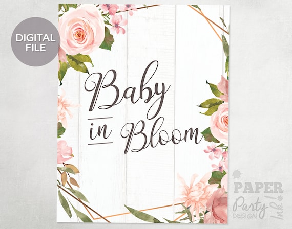 Baby in Bloom Shower Sign 8x10 Baby in 
