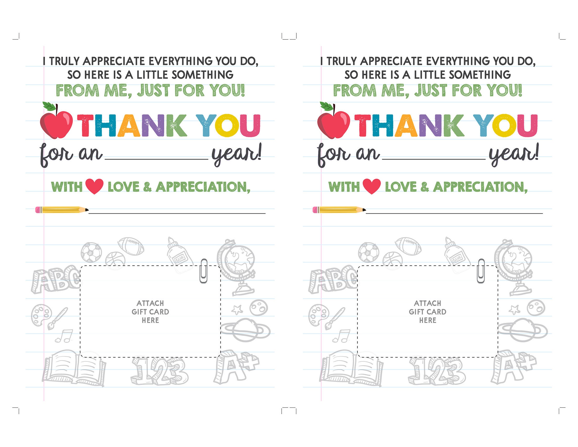 Instant Download Teacher Appreciation Thank You Note Teacher Etsy Canada