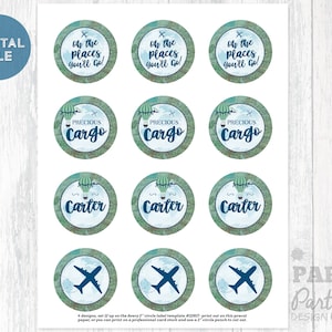 Travel Baby Shower Cupcake Toppers/Table Confetti, Oh The Places You&#39;ll Go Baby Shower Cupcake Printables, Table Confetti/Digital Toppers