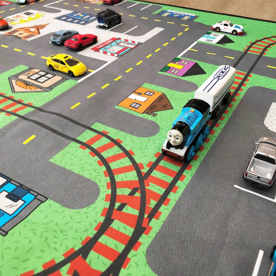 Kids Country Road Map Car Play Mat/wooden Train/thomas the Etsy