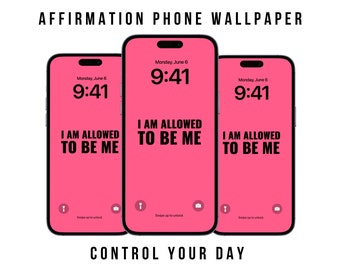 iPhone Wallpapers, Affirmation Motivational Quote, Phone Background Digital Download, Aesthetic Bundle, Pink Color, Lockscreen