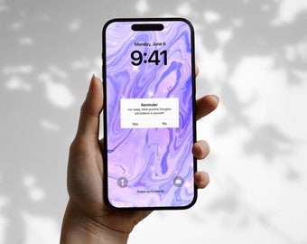 iPhone Wallpaper, High resolution, iOS 16, Digital Download, Motivational, Girly Wallpaper, iPhone 15, Affirmation, Reminder Pop Up, Purple
