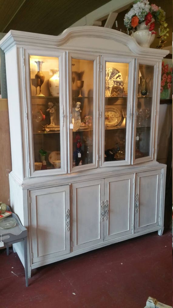 Painted Distressed China Cabinet Etsy