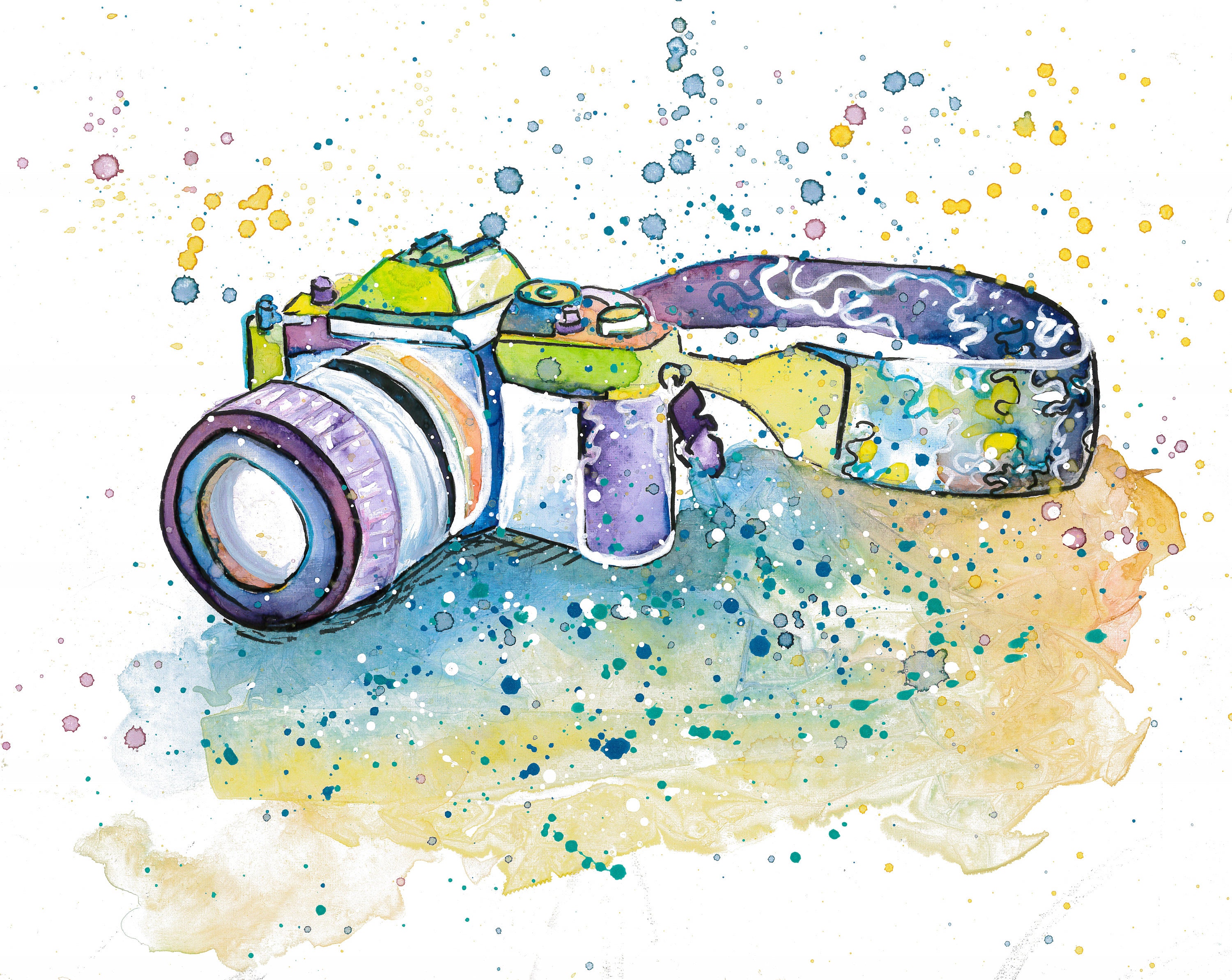 DSLR Camera Painted Print Etsy