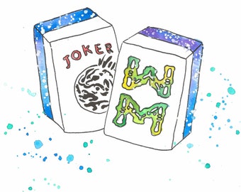 Mahjong Tiles - Painted Print