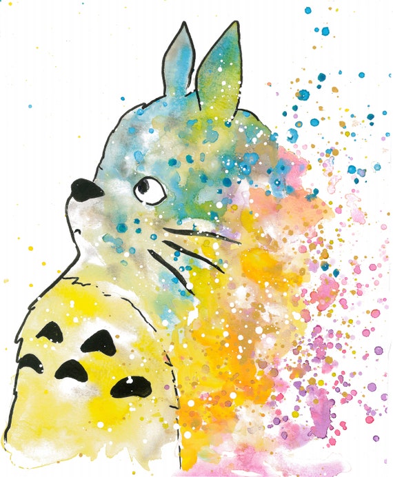Totoro Watercolor Painted Print | Etsy Totoro sweater | Etsy