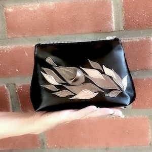 Bolsa de maquiagem de viagem personalizada, bolsa cosmética de couro, bolsa pequena com flores, carteira feminina com zíper